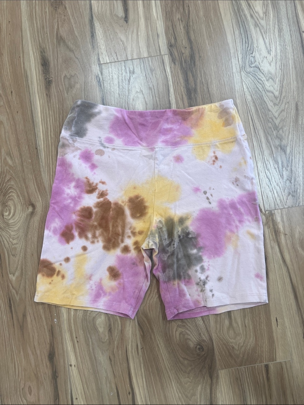 wild fable Tie-Dye High-Rise Bike Shorts - Pink, Yellow & Brown
